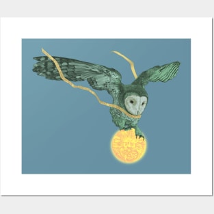 Owl and moon Posters and Art